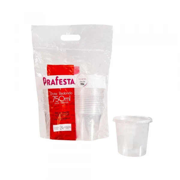 Pote Redondo 750ml Com 24 Unidades PraFesta