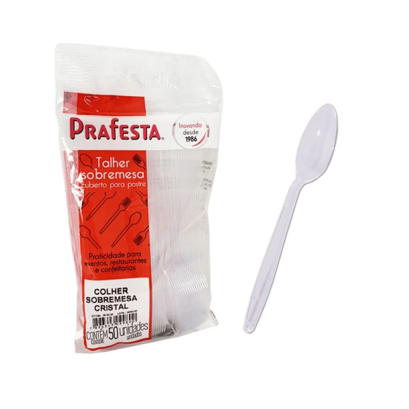 Colher Sobremesa Cristal Com 50 Unidades  PraFesta