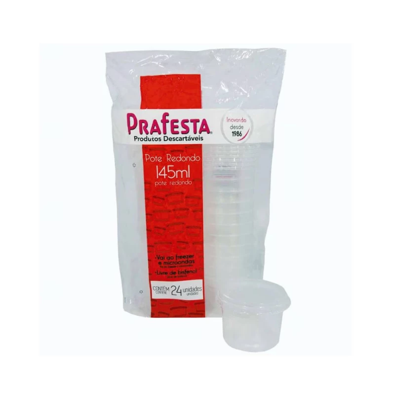 Pote Redondo 145ml Com 24 Unidades PraFesta