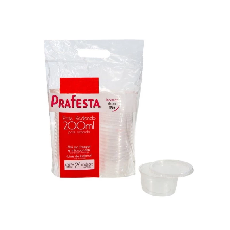 Pote Redondo 200ml Com 24 Unidades PraFesta