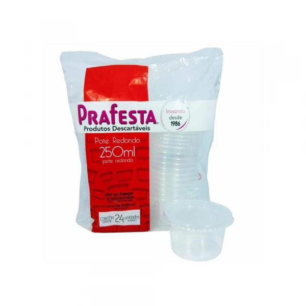 Pote Redondo 250ml Com 24 Unidades PraFesta