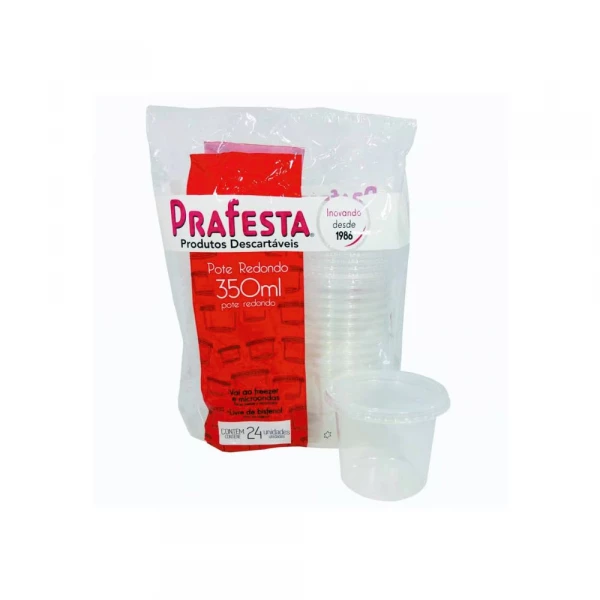 Pote Redondo 350ml Com 24 Unidades PraFesta