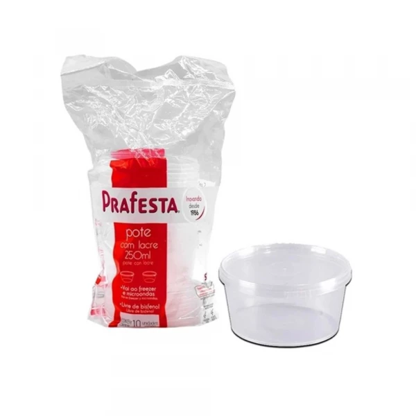 Pote Redondo Com Lacre 250ml Com 10 Unidades PraFesta