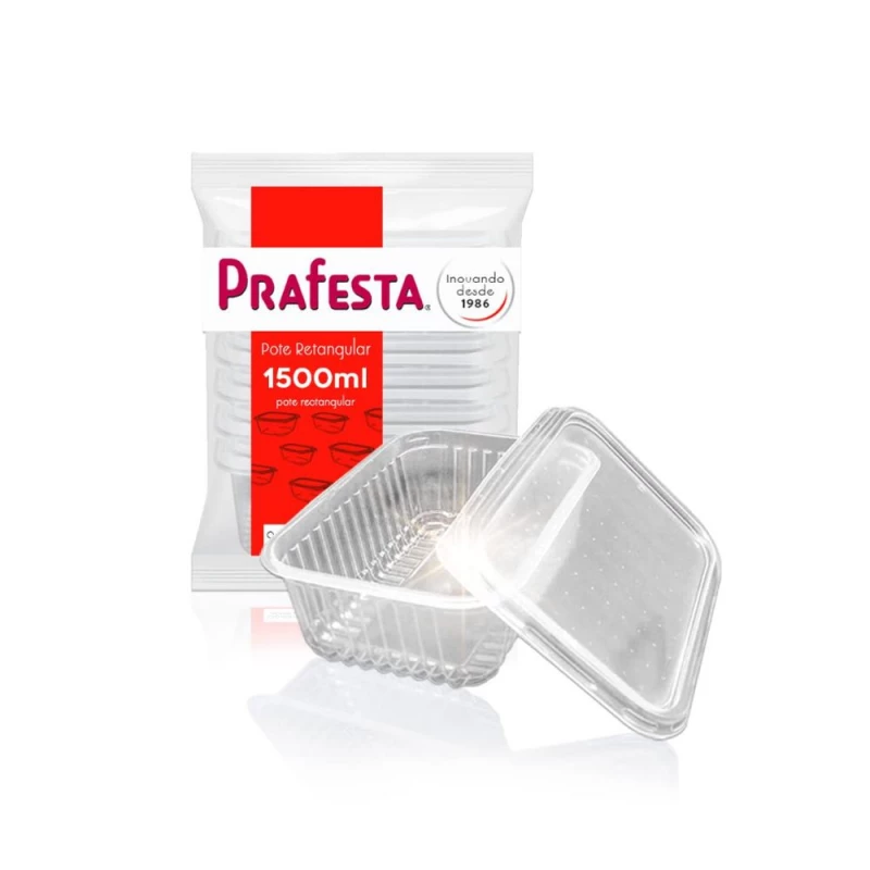 Pote Retangular 1500ml Com 10 Unidades PraFesta
