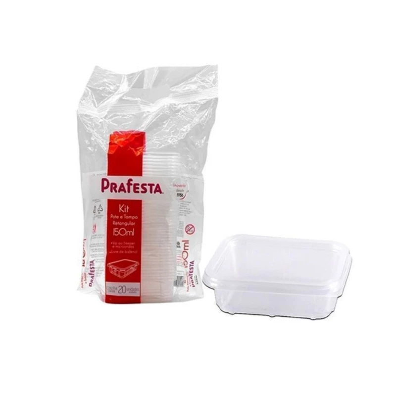 Pote Retangular 150ml Com 20 Unidades PraFesta