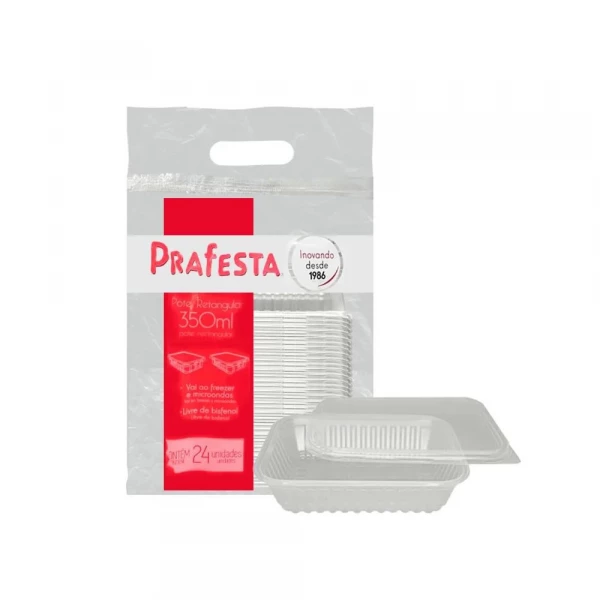Pote Retangular 350ml Com 24 Unidades PraFesta