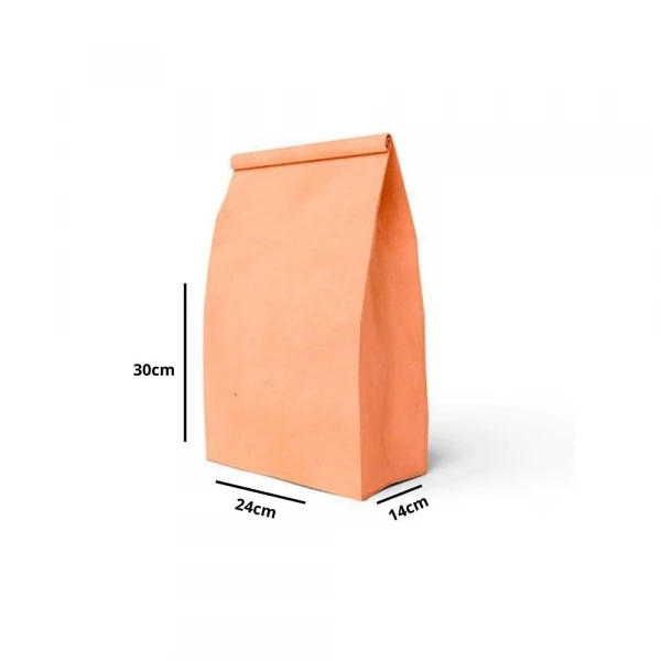 Saco Kraft Liso Natural M 24x14x30cm 100 Unidades Printec
