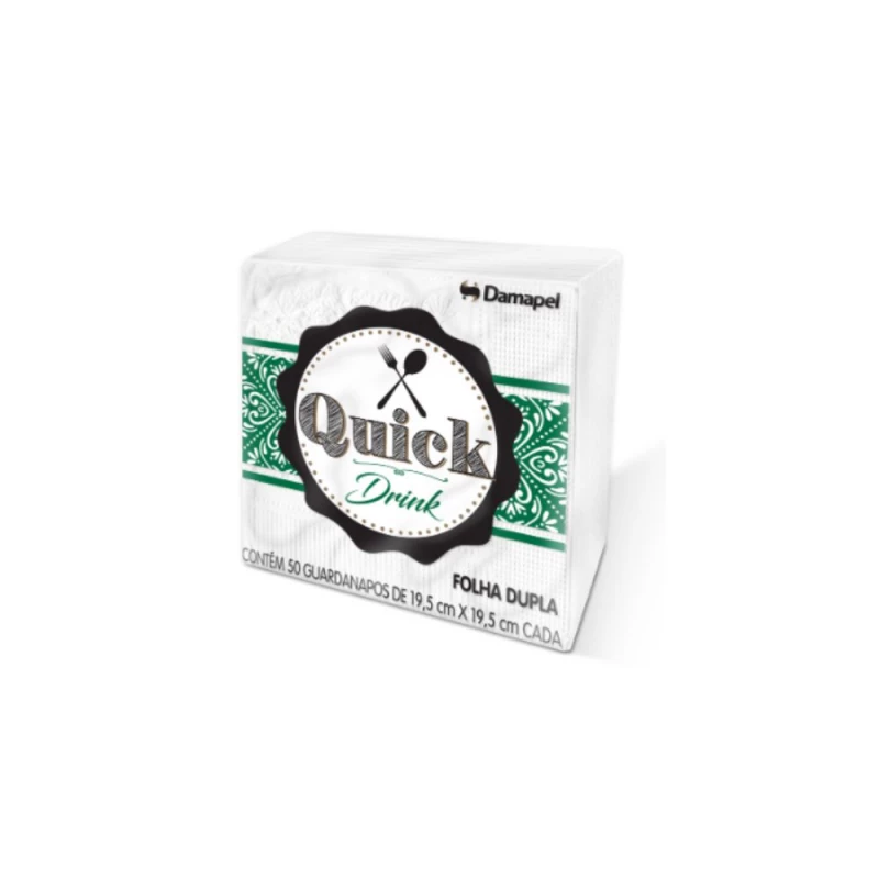 Guardanapo Folha Dupla Com 50 Unidades 19x19cm Quick