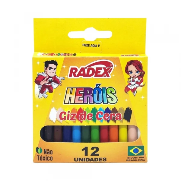 Giz De Cera Com 12 Cores Radex