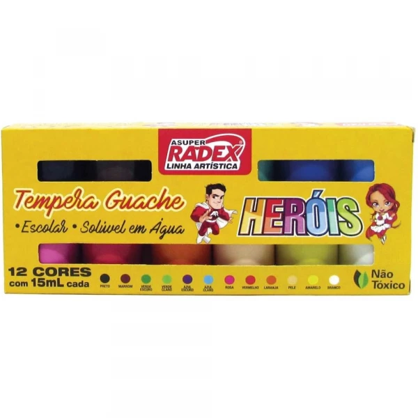 Tinta Guache 12 Cores 15ml Radex