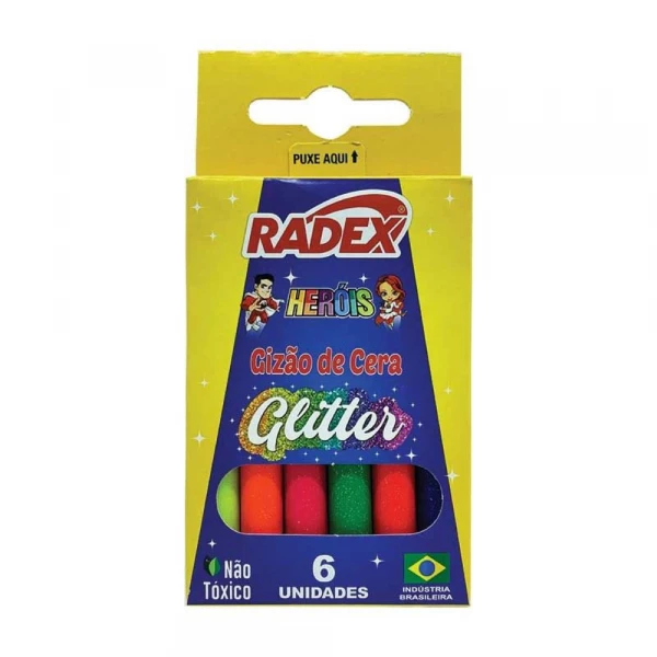 Gizao De Cera Com Glitter Com 6 Cores Radex