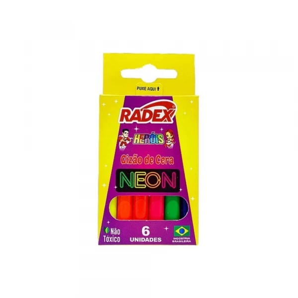 Giz De Cera Neon Com 6 Cores Radex