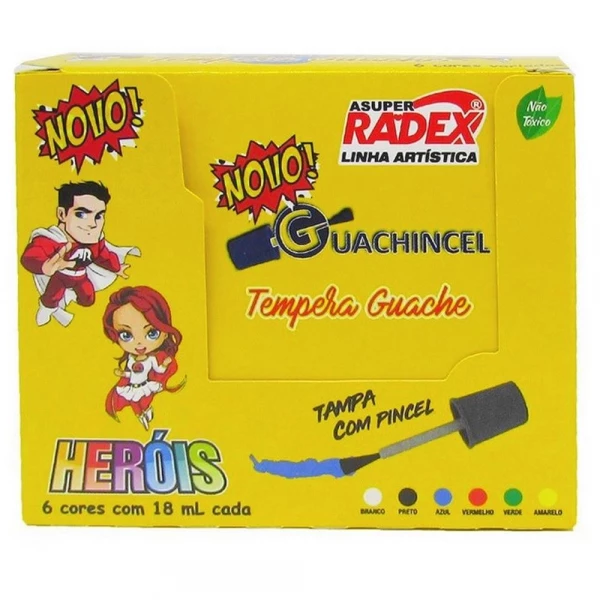 Tinta Guachincel 6 Cores Basicas 18ml Radex