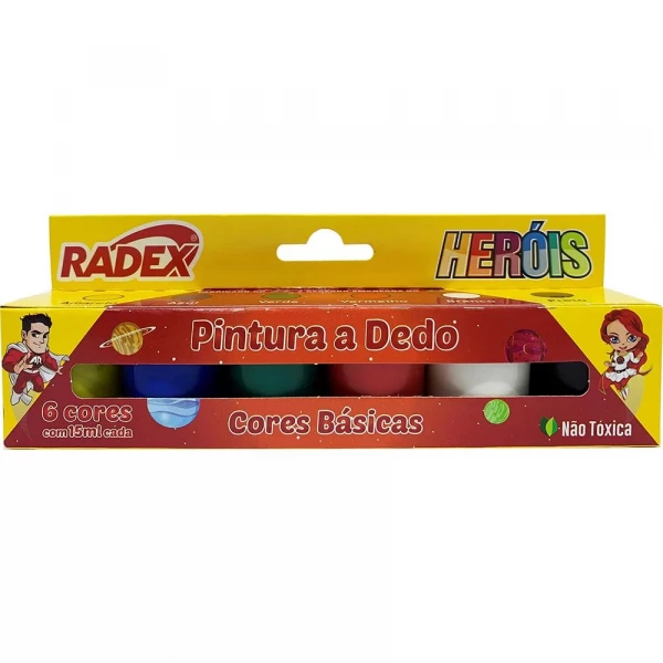 Tinta Guache Pintura A Dedo Com 6 Cores Radex