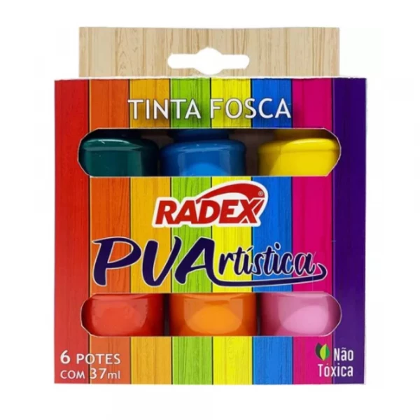 Tinta Pva Fosca Com 6 Cores 37ml Radex