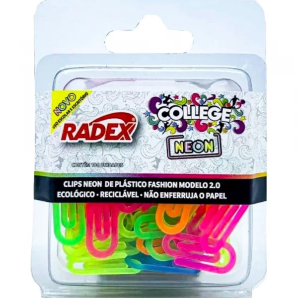 Clips College Neon Com 100 Unidades Radex