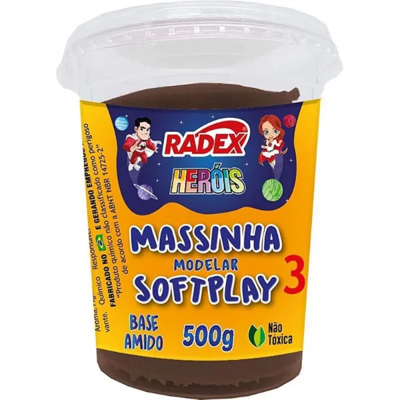 Massinha De Modelar Softplay Marrom 500g Radex