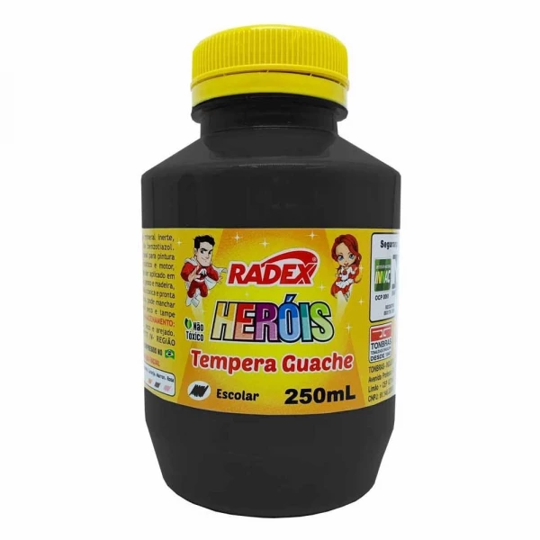 Tinta Guache Preta 250ml Radex