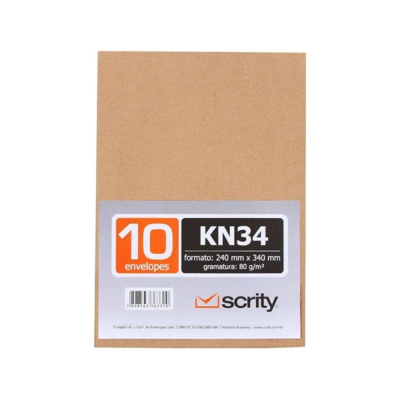 Envelope Kraft Natural A4 80g Com 10 Unidades Scrity