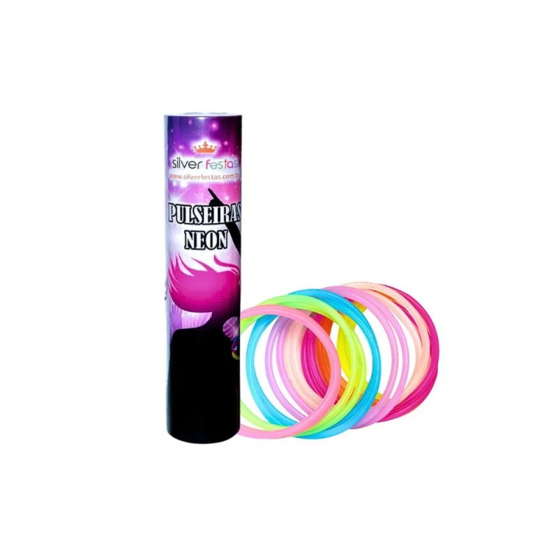 Pulseiras Neon 100 Unidades Silver Festas