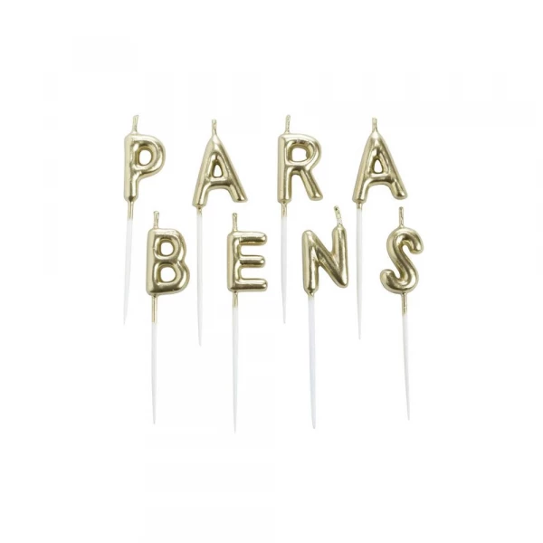 Vela De Aniversario Parabens Dourado Silver Festas