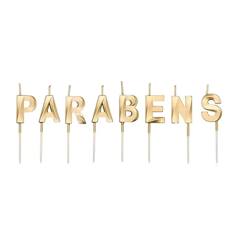 Vela De Aniversario Parabens Dourado Silver Festas