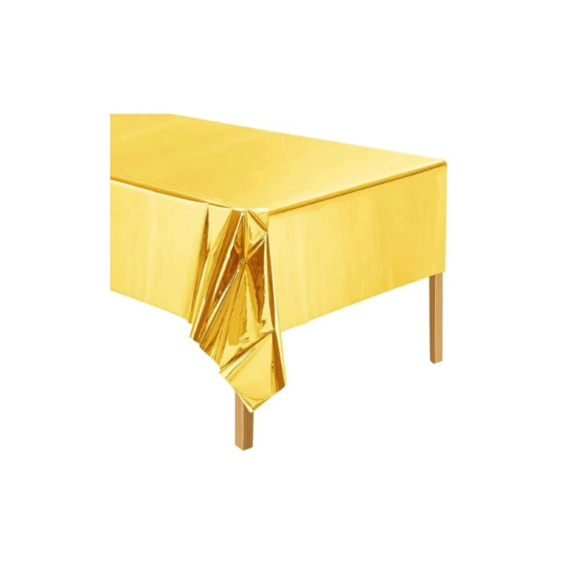 Toalha De Mesa Retangular 137x183cm Dourada Silver Festas