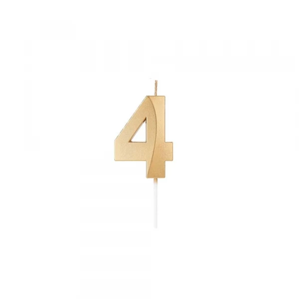 Vela De Aniversario Dourado Numero 4 Silver Festas