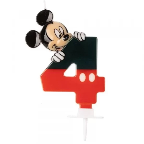 Vela De Aniversario Mickey Mouse Numero 4 Silver Festas