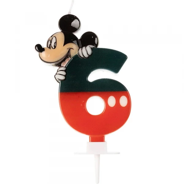 Vela De Aniversario Mickey Mouse Numero 6 Silver Festas