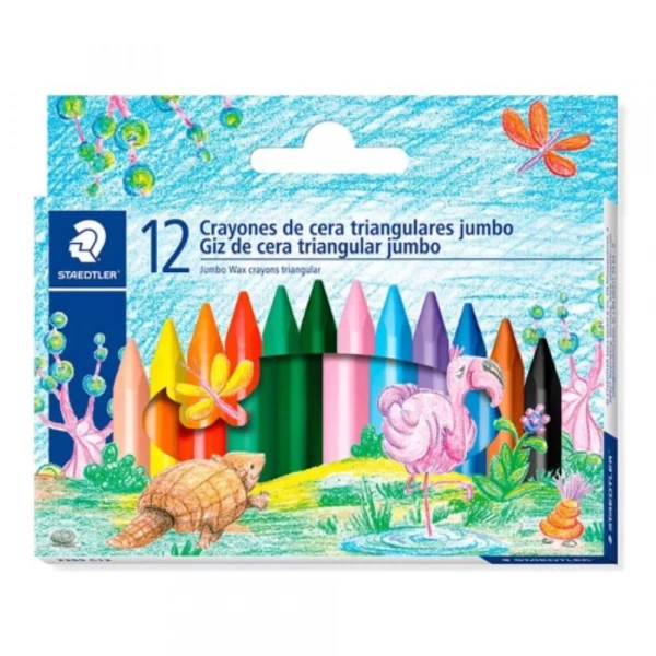 Giz De Cera Triangular Jumbo 12 Cores Staedtler                         