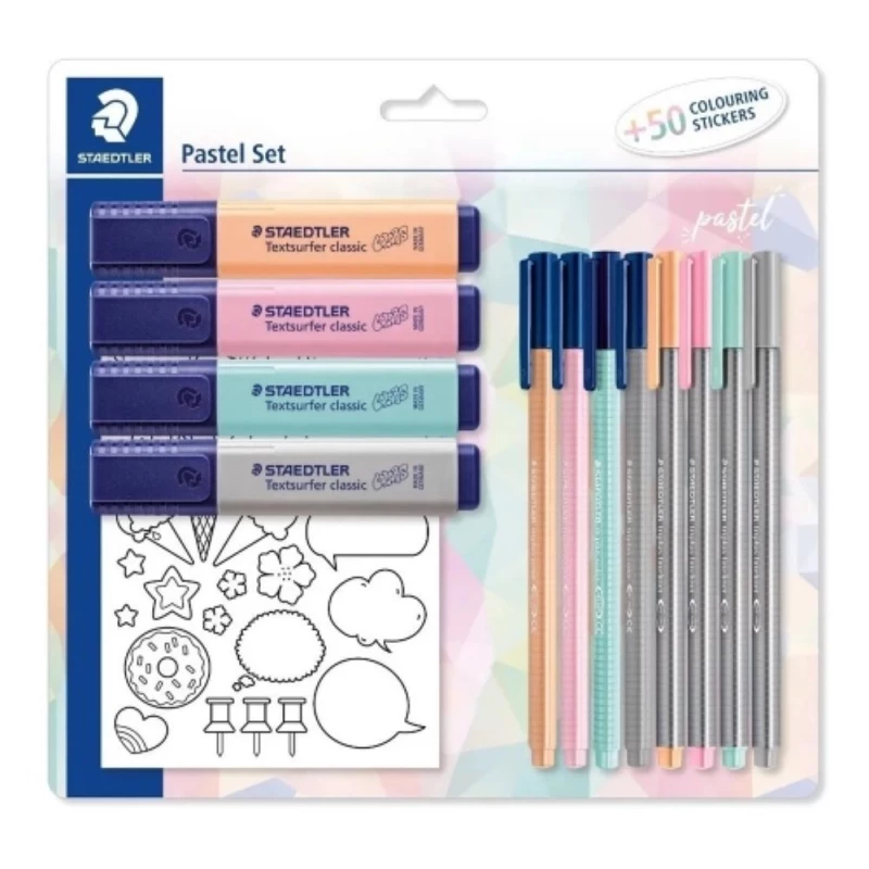 Conjunto Canetas E Marcadores Pastel Staedtler