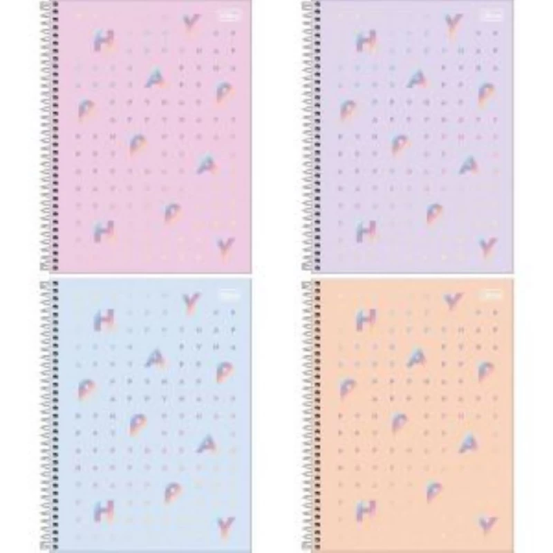 Caderno Espiral 10 Materias 160 Folhas Happy Tilibra