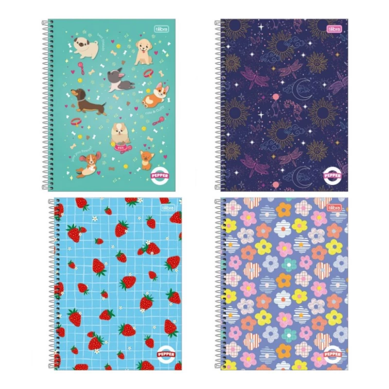 Caderno Espiral 10 Materias 160 Folhas Pepper Feminino Tilibra
