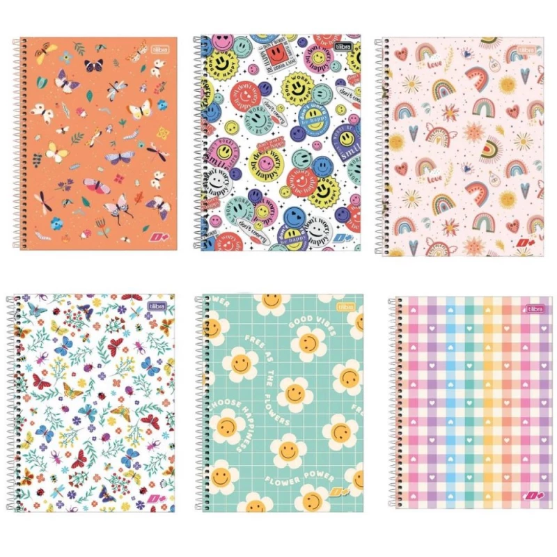 Caderno Espiral 10 Materias 200 Folhas D+ Feminino Tilibra
