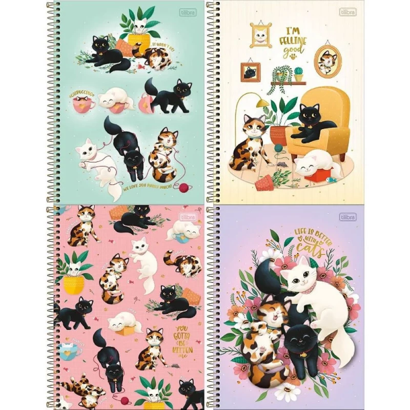 Caderno Espiral  80 Folhas Perrfect Cats Tilibra