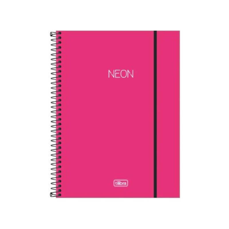 Caderno Universitario Neon Rosa 80 Folhas Tilibra