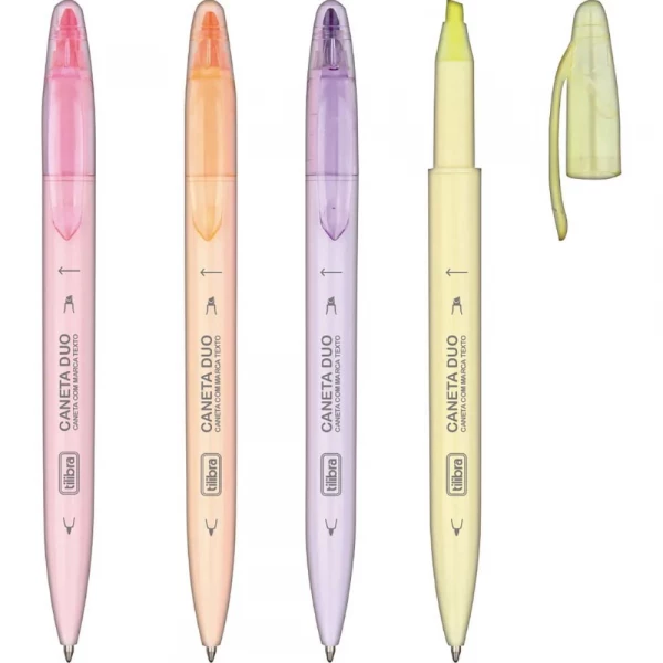Caneta Duo Marca Texto e Esferografica Tilibra