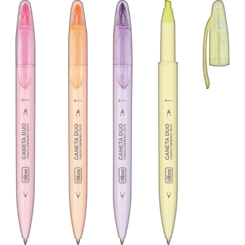 Caneta Duo Marca Texto e Esferografica Tilibra