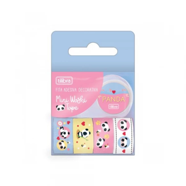  Fita Decorativa Mini Panda 5 Rolos 1 Dispenser Tilibra