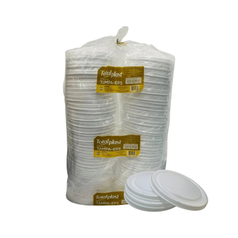 Tampa Para Marmitex Isopor Com 100 Unidades Totalplast
