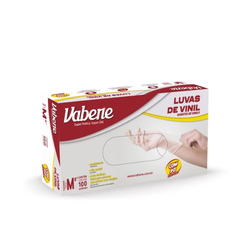 Luva De Vinil M Com Po 100 Unidades Vabene