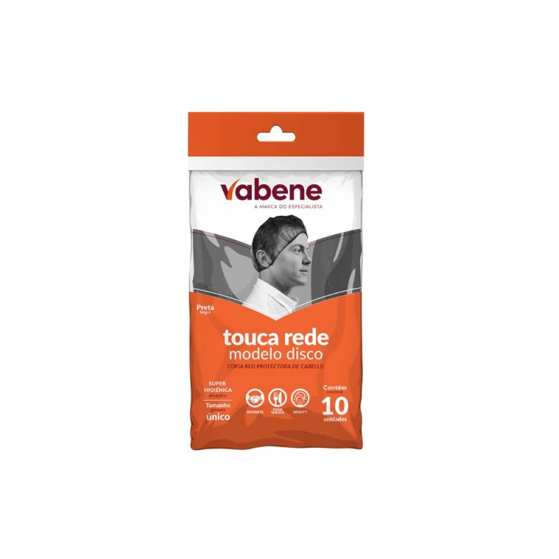 Touca Rede Nylon Preta 10 Unidades Vabene