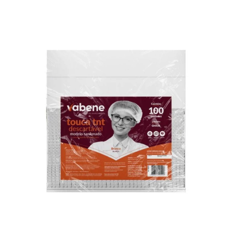 Touca Tnt Sanfonada Branca 100 Unidades Vabene